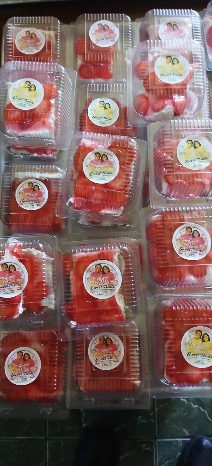 Packaged red cake slices from K&K Klassic Sweets and Treats